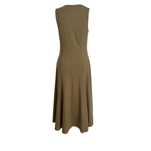 Nordstrom Zip Front Sleeveless Ponte A-Line Dress in Olive Extract Medium NEW - Picture 5 of 10